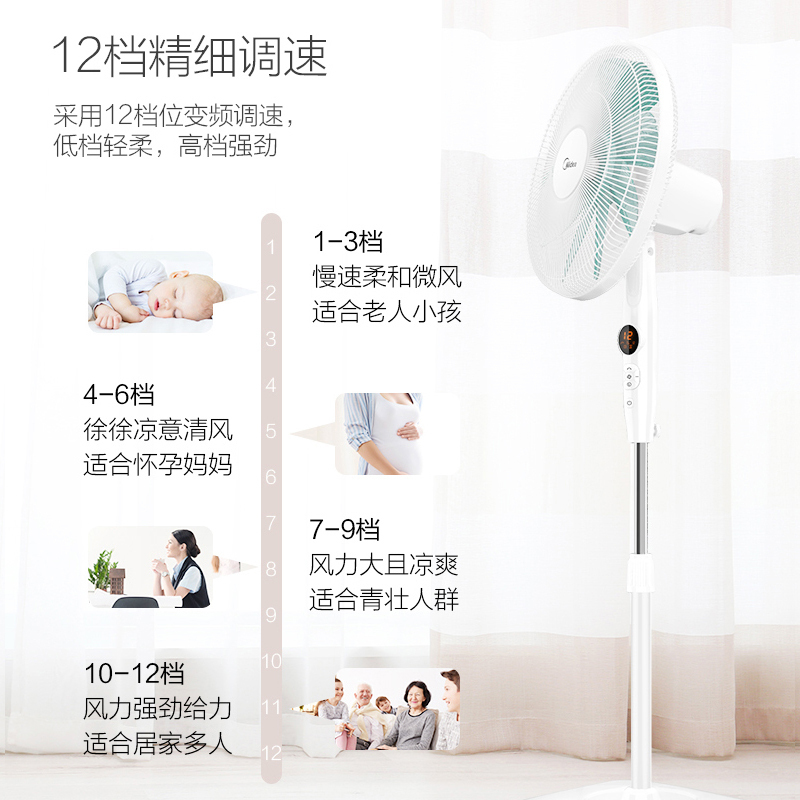 美的(Midea) 电风扇 FS40-16FRA智能WIFI遥控家用办公室台式落地扇