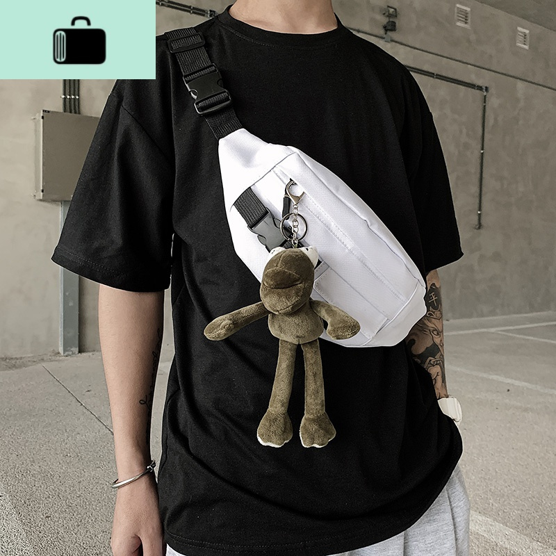 胸包男ins超火小包学生休闲单肩斜挎包日系背包腰包女帆布运动包NEW LAKE男士腰包