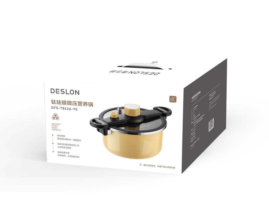 德世朗圆形钛珐琅微压营养锅6L单胆机械控制大容量健康烹饪高清大图