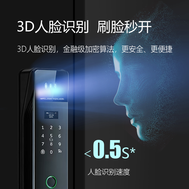 凡帝亚智能门锁F10（国际版） 3D人脸识别掌纹电子猫眼主被动可视对讲远程开锁APP智控高清大图