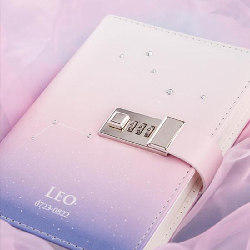 卡杰十二星座少女心手账本密码日记本带锁韩国小清新手帐本金牛座