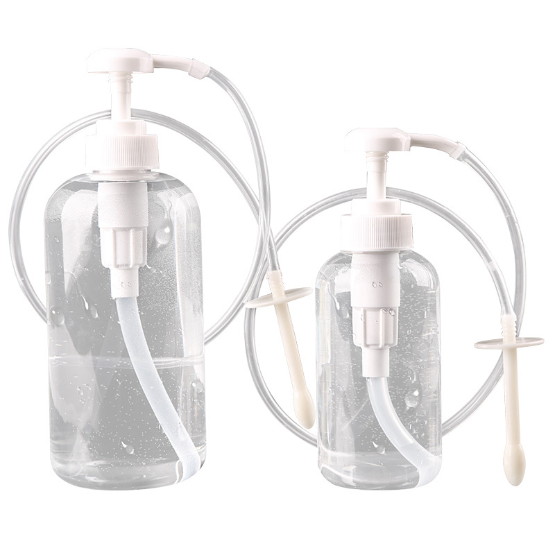 SM肛冲洗器男用后庭灌肠清洗洁浣肠女用私处工具情趣用品女g 【300ml】按压清洗器+20g润滑液+金属肛塞小号2.8c