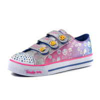 Skechers斯凯奇女小童青少年鞋休闲鞋春季新款荧光粉色闪灯低帮运动鞋10704L 10704L/BLNP蓝色+荧光粉红色 36码/适合脚长225mm