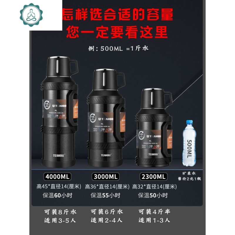 封后(FENGHOU)超大容量保温杯车用水壶5便携户外车载旅行热水瓶45000家用3 封 [全钢盖质保5年]2.