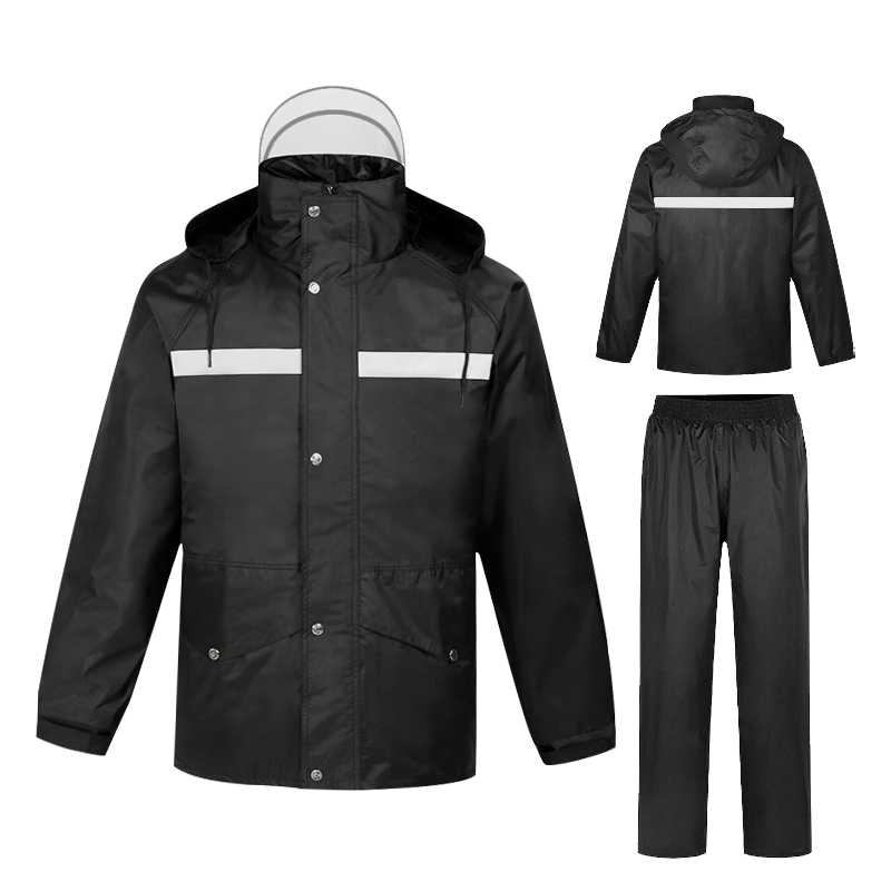 慎固分体雨衣套装 反光警示雨衣雨裤制式双层加厚户外骑行可定制 牛津雨衣【带帽檐