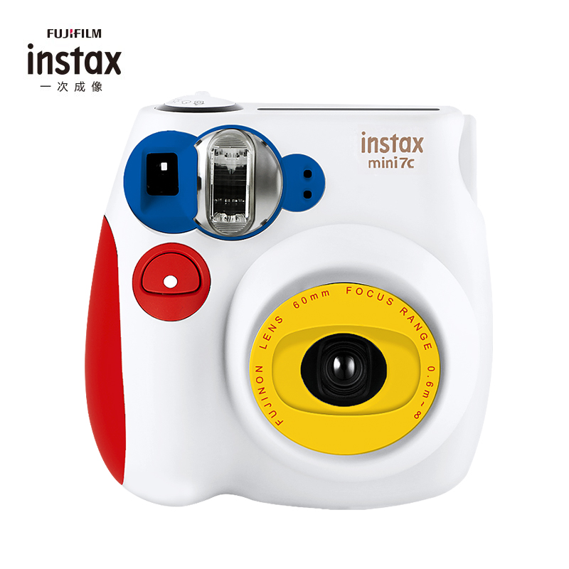 富士(FUJIFILM)INSTAX 立拍立得 一次成像胶片相机 入门款 mini7c 三原色 套餐三(含50张相纸)高清大图