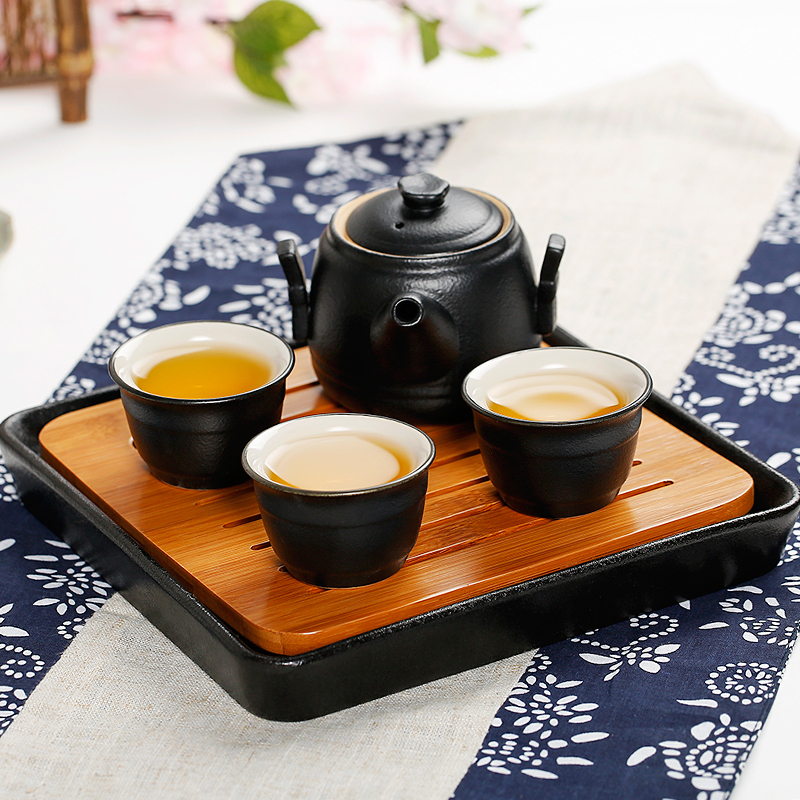 常生源 旅行功夫茶具套装陶瓷茶盘茶壶茶杯功夫套组 四方和气