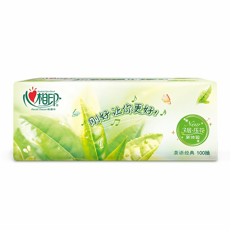 心相印茶语经典系列100抽三层塑装纸面巾18包/箱(M码)DT3100高清大图