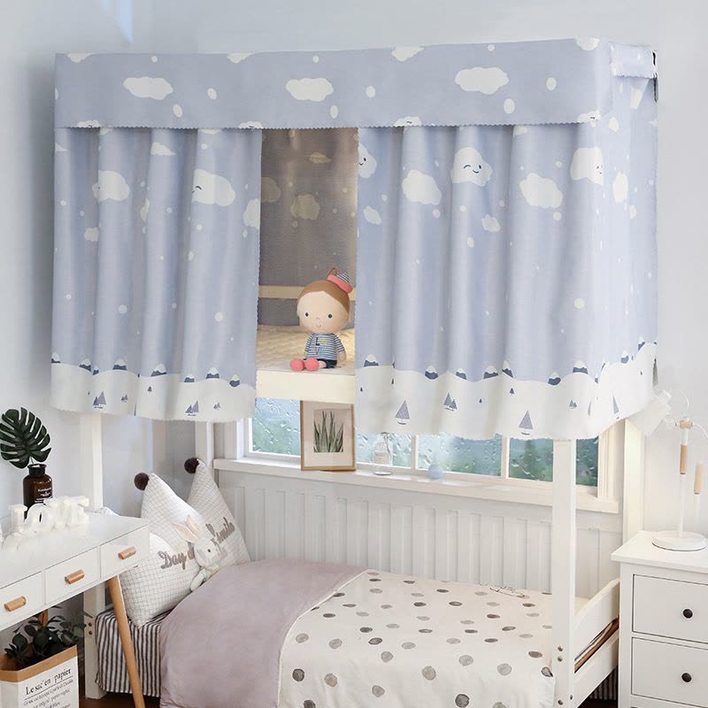 大学生加厚床帘 大学女寝室上铺下铺宿舍遮光布 简约物理遮光帘图片