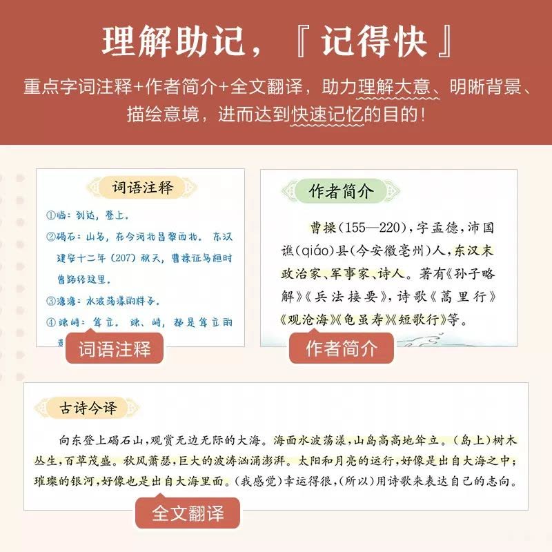 文言文完全解读+必背古诗文138篇 2本套 初中通用 [正版]2023星火初中必背古诗词和文言文初一初二初三中考语文古诗图片