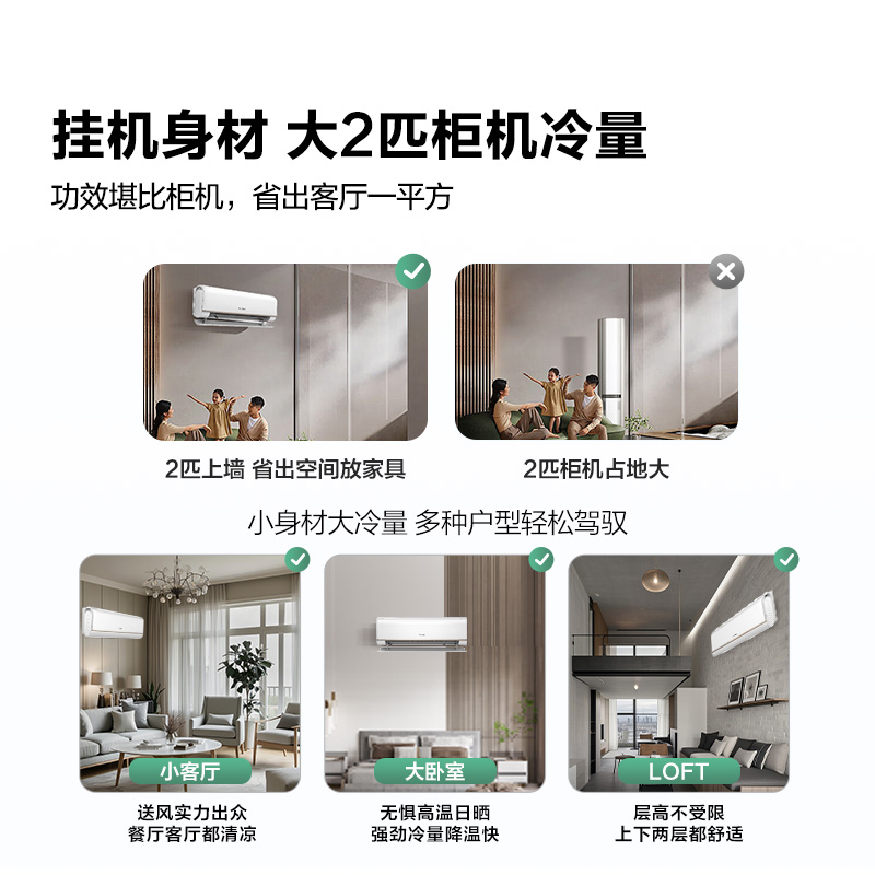 海信 2匹 易省电 速冷热 AI省电 柔风 新一级能效 自清洁 大卧室客厅挂机空调挂机KFR-50GW/E360-X1高清大图