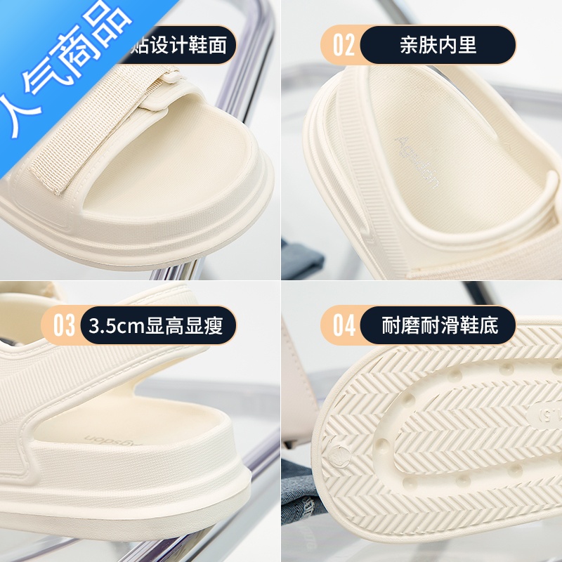SUNTEK厚底凉鞋女夏季2023年新款百搭魔术贴运动沙滩夏款网红休闲凉拖鞋高清大图