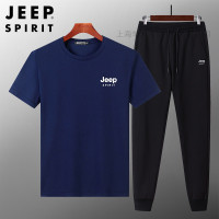 JEEP SPIRIT男士短袖T恤夏季运动休闲套装纯棉男装T90106117