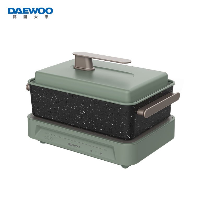 大宇(DAEWOO)多功能锅网红料理锅 家用电火锅电热炒锅电烧烤炉电煮锅不粘锅 S11绿色