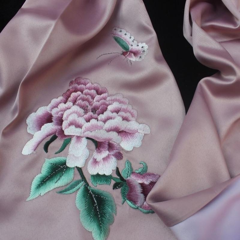 红色苏州刺绣春秋款真丝绣花围巾牡丹桑蚕丝披肩苏绣丝巾母亲节送妈妈