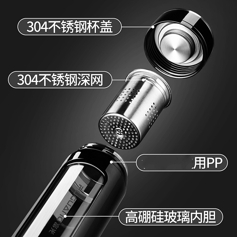 富光（fga）双层大容量耐热水杯便携男女家用玻璃杯
