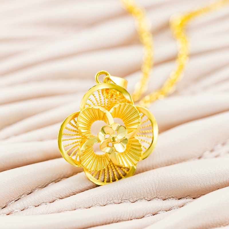 金地珠宝足金花吊坠黄金女款吊坠节日礼物单个吊坠需要