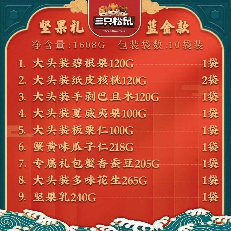 三只松鼠坚果礼盒坚果礼-蓝金款