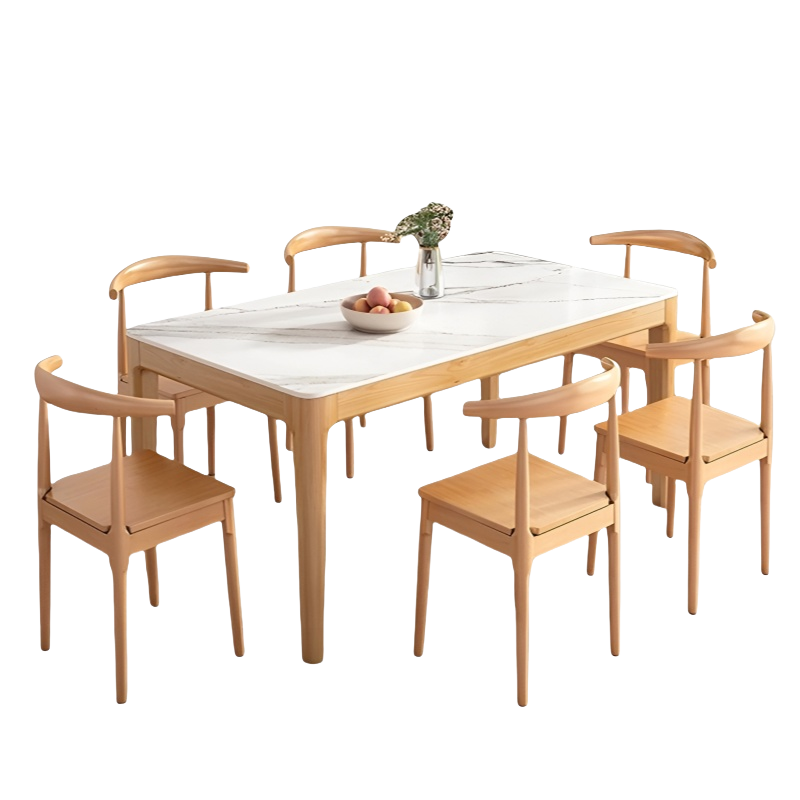 珂洋 岩板餐桌 一桌六椅130*80*75cm 套高清大图
