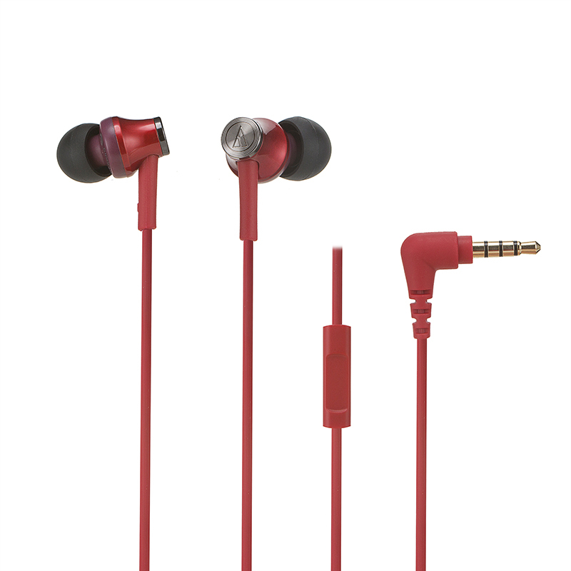 铁三角(audio-technica)ATH-CK350iS(红色)手机通用线控带麦入耳式耳机