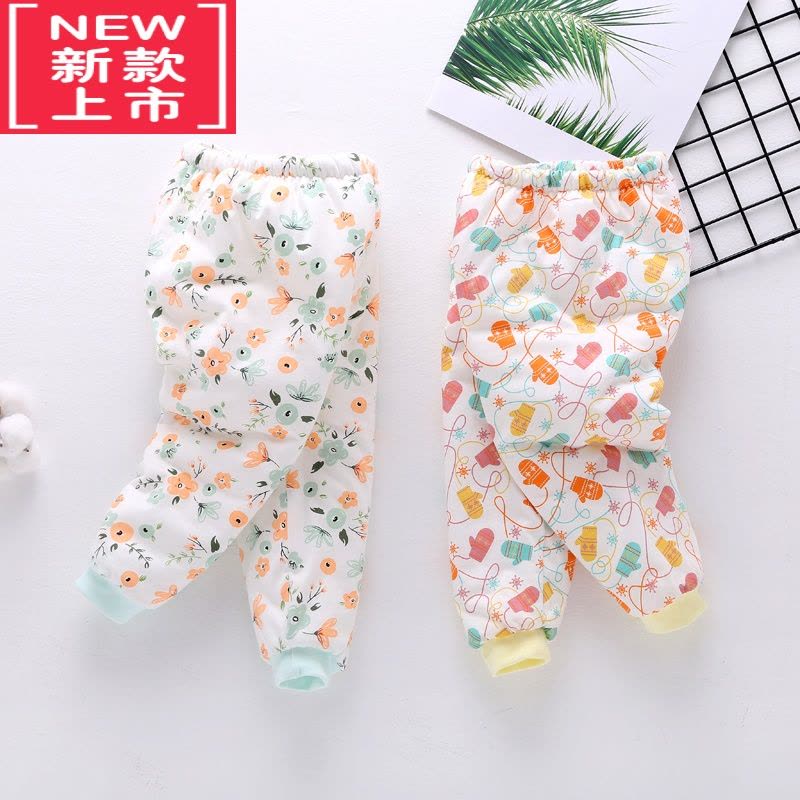 可莉允宝宝加厚小棉裤冬装婴幼儿裤子秋冬季男女童薄夹棉内胆保暖裤图片