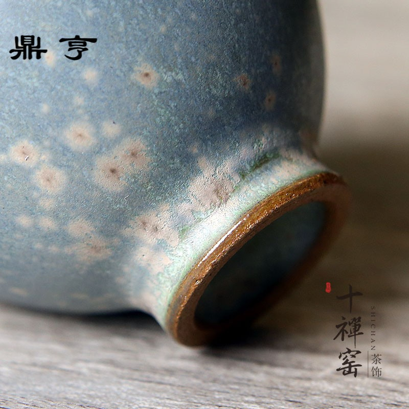 鼎亨十禅窑 景德镇手绘竹鸟主人杯 粗陶汝窑开片单杯品茗杯 功夫
