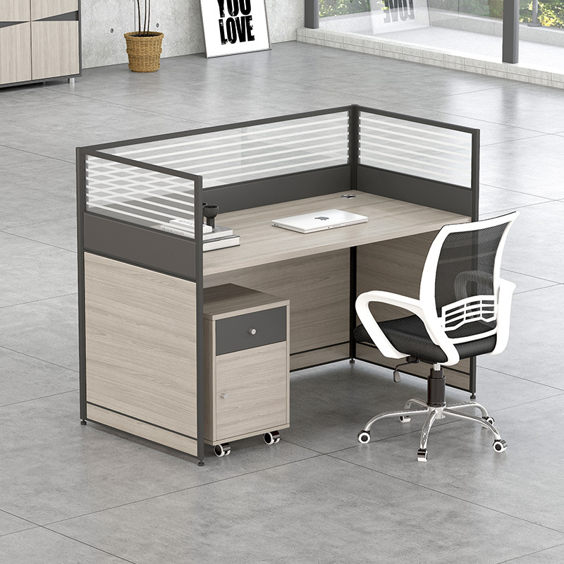 创世人 屏风隔断办公桌椅组合四人位职员工位桌财务桌办公室电脑桌简约现代可自由组合高清大图