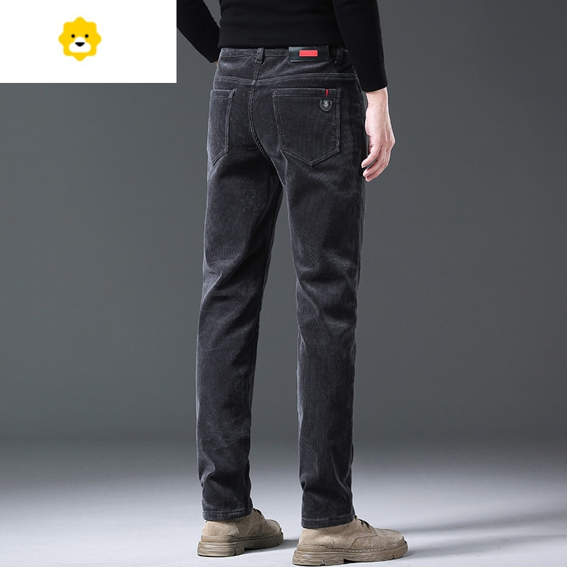 fishbasket灯芯绒裤子男士冬季外穿加绒加厚男裤爸爸装休闲裤直筒长裤