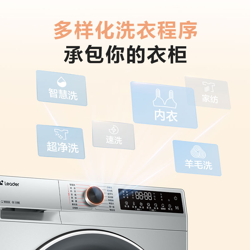 Leader 海尔智家出品 12公斤 变频 滚筒洗衣机 精华洗 流星银 1.21洗净比 XQGL120-LD536SU1高清大图