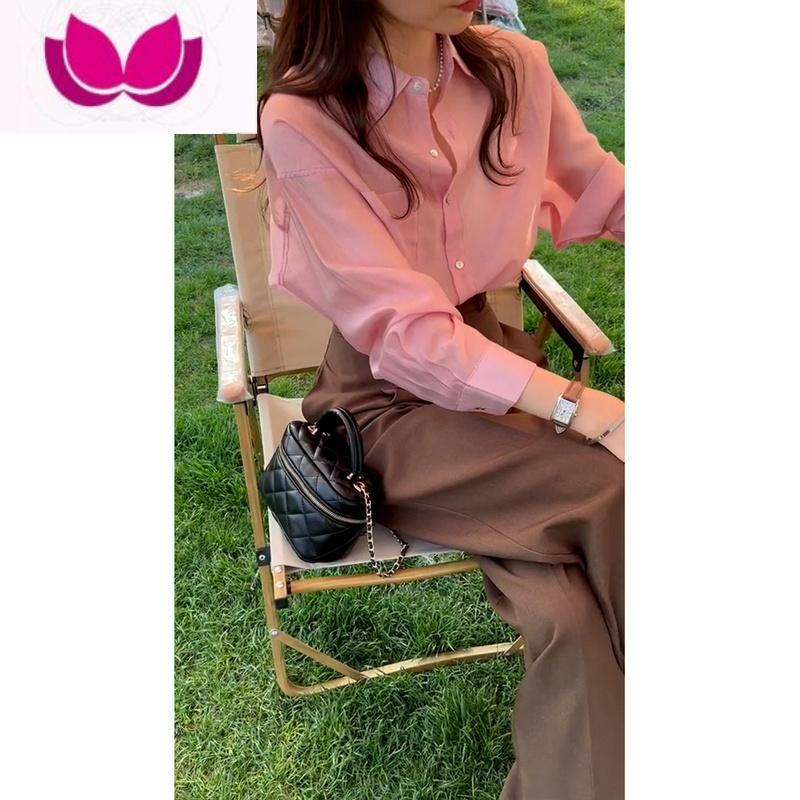 七斓春装女2023年新款盐系高级感时尚减龄炸街粉色衬衫职业套装裤