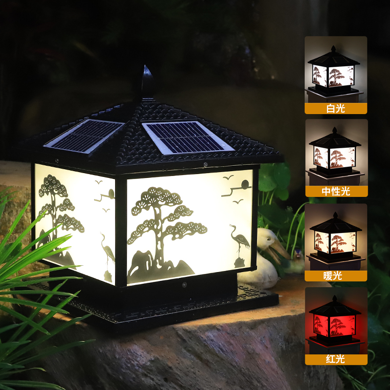 克罗斯塔 太阳能灯柱头灯LED灯防水户外家用大门柱子别墅花园围墙庭院灯