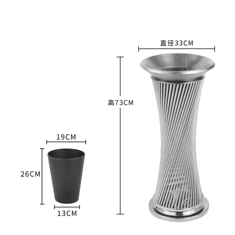 港迪豪走廊不锈钢立式垃圾筒大堂电梯口带灭烟桶高端酒店垃圾桶小蛮腰