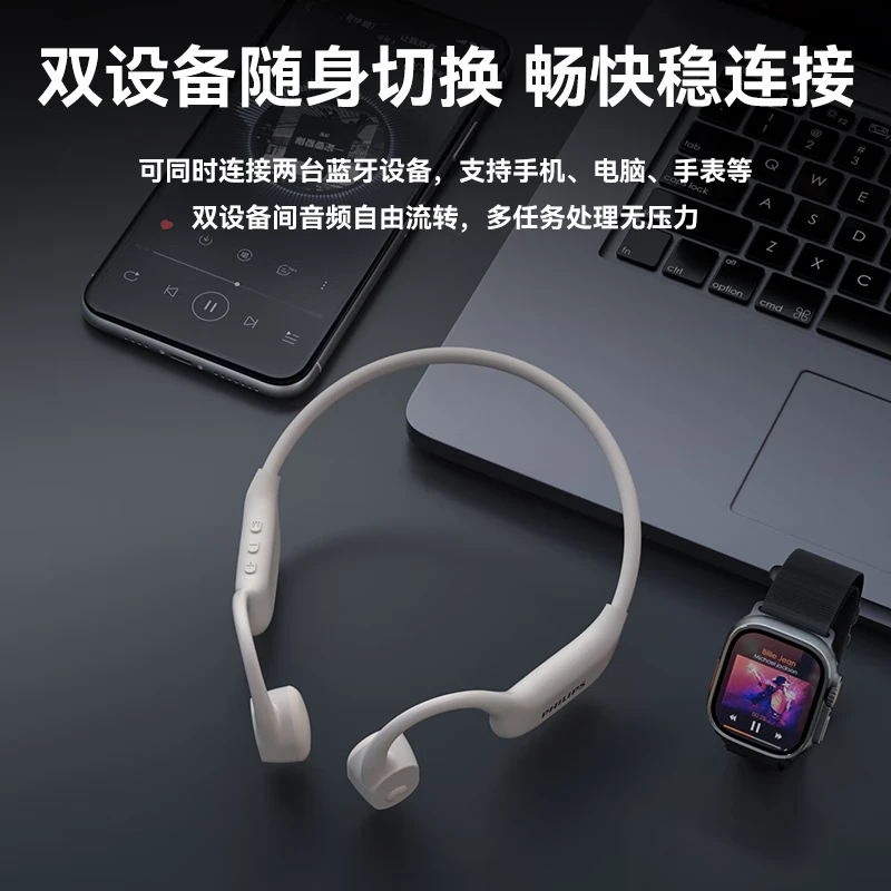 飞利浦(PHILIPS)TAA6609C(MP3版) 骨传导蓝牙耳机(MP3版) 专业运动跑步挂耳式无线开放式高清大图