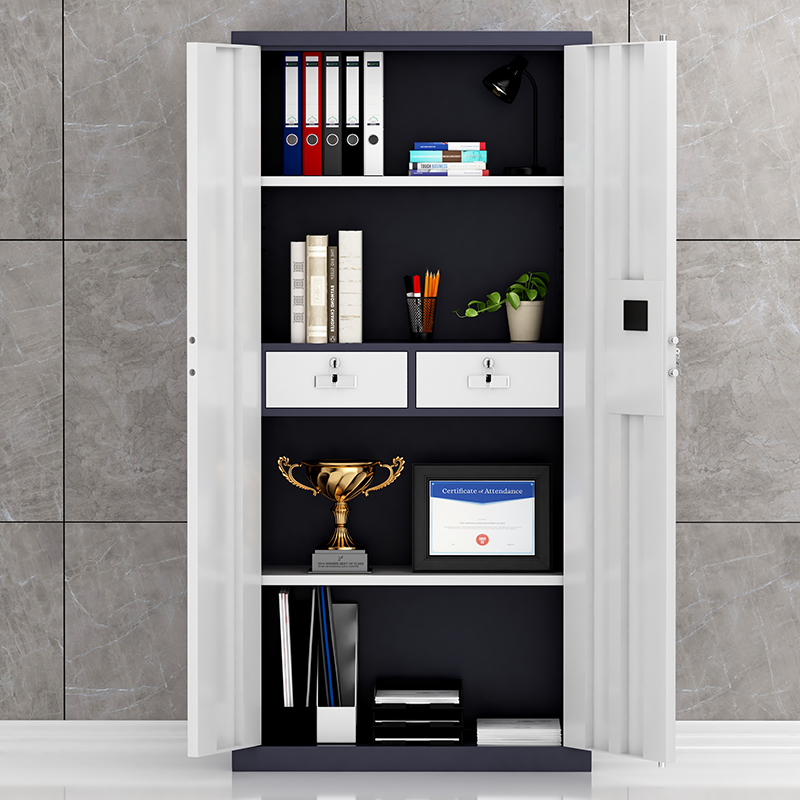 臻远 ZY5121108 文件柜档案资料柜钢制密码锁 灰白套通门智能指纹锁高清大图