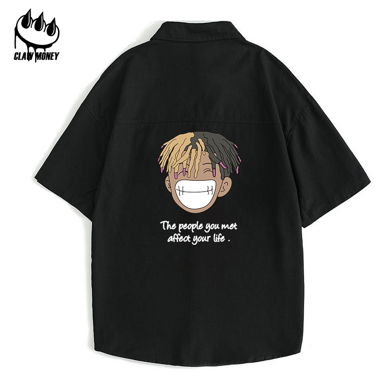 Claw money宽松大码短袖衬衫男夏季休闲半截袖衬衣初中生中袖寸衫
