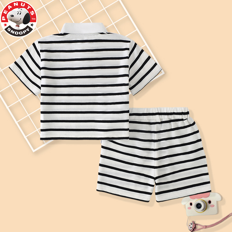史努比(SNOOPY)童装条纹polo衫+短裤或裙子新款兄妹姐弟套装中小童学院风AL020