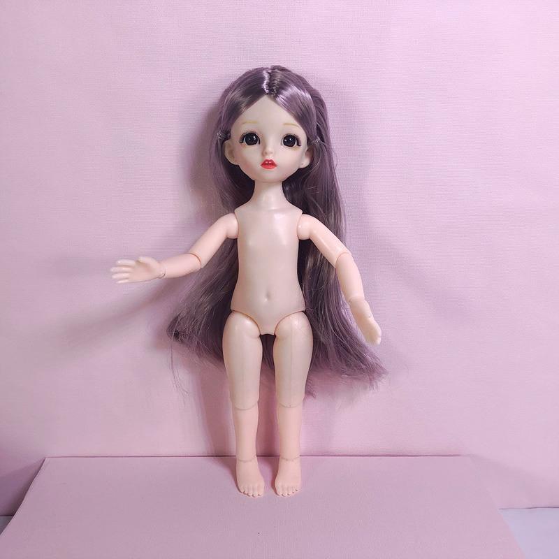 30cm换装陪睡bjd娃娃裸娃6分玩具生日礼物3d真眼过家家芭比娃娃 a1 单