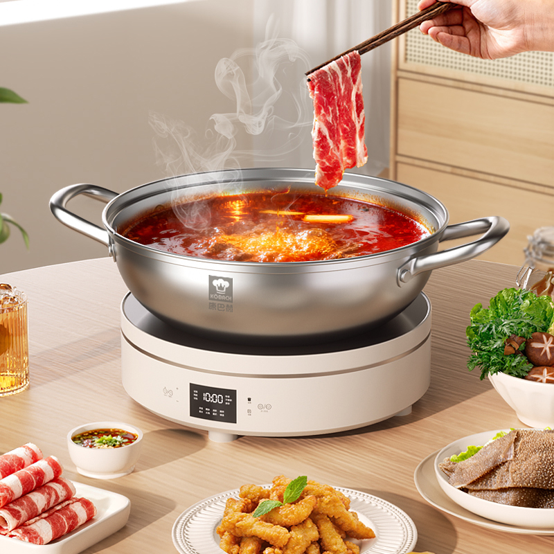 康巴赫清汤锅304不锈钢火锅家用火锅锅具电磁炉专用火锅盆大容量高清大图