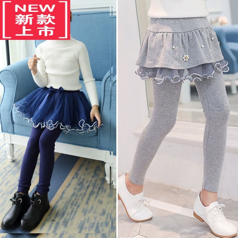 可莉允女童裙裤洋气假两件秋冬加绒打底裤中大儿童外穿保暖靴裤加厚裤子保暖裤图片