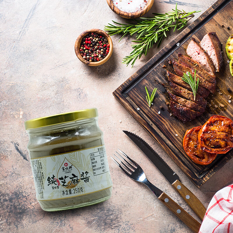 富味乡纯芝麻酱250g 面包涂抹制馅拌面佐餐白芝麻酱火锅蘸酱调料高清大图
