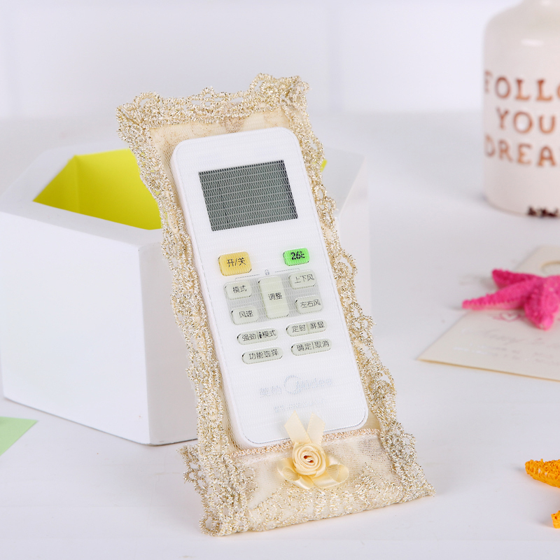 森美人欧式布艺遥控器保护套蕾丝刺绣防尘罩电视空调机顶盒遥控套 华丽风情小号