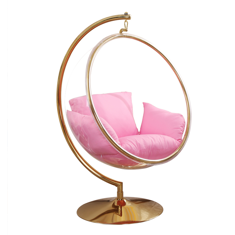 秋千吊椅网红透明泡泡椅玻璃吊篮家用卧室阳台摇篮半球太空椅pvc灰色