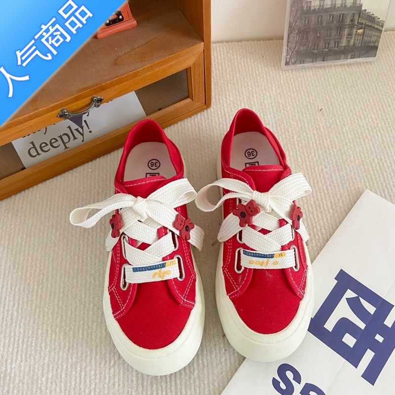 SUNTEK帆布鞋女2023新款夏季薄款透气厚底小白鞋小众休闲踩脚半拖鞋高清大图