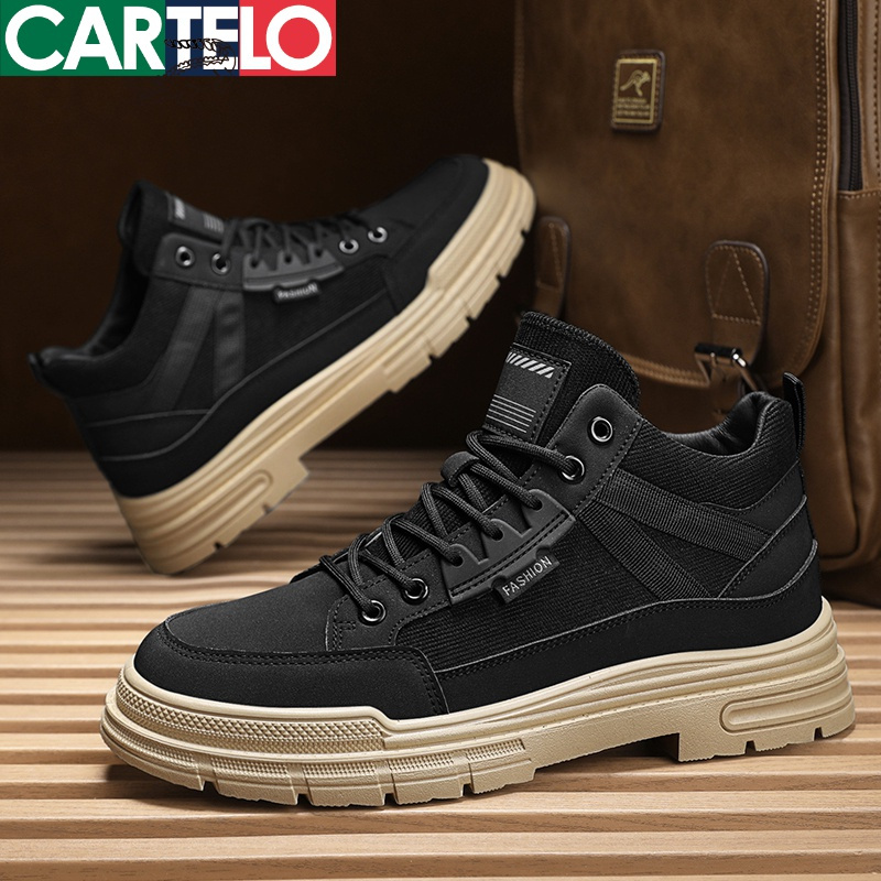 卡帝乐鳄鱼cartelo新款时尚厚底高帮马丁靴子工装鞋靴休闲鞋板鞋男鞋