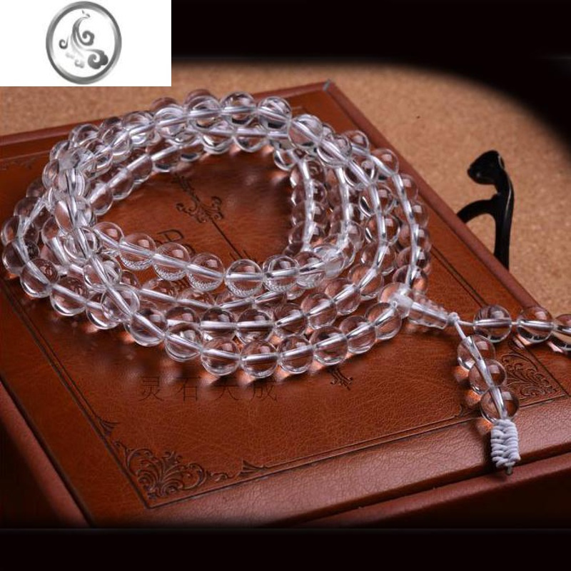 jimi白水晶手链08颗白水晶佛珠念珠手串多圈08粒白水晶手串