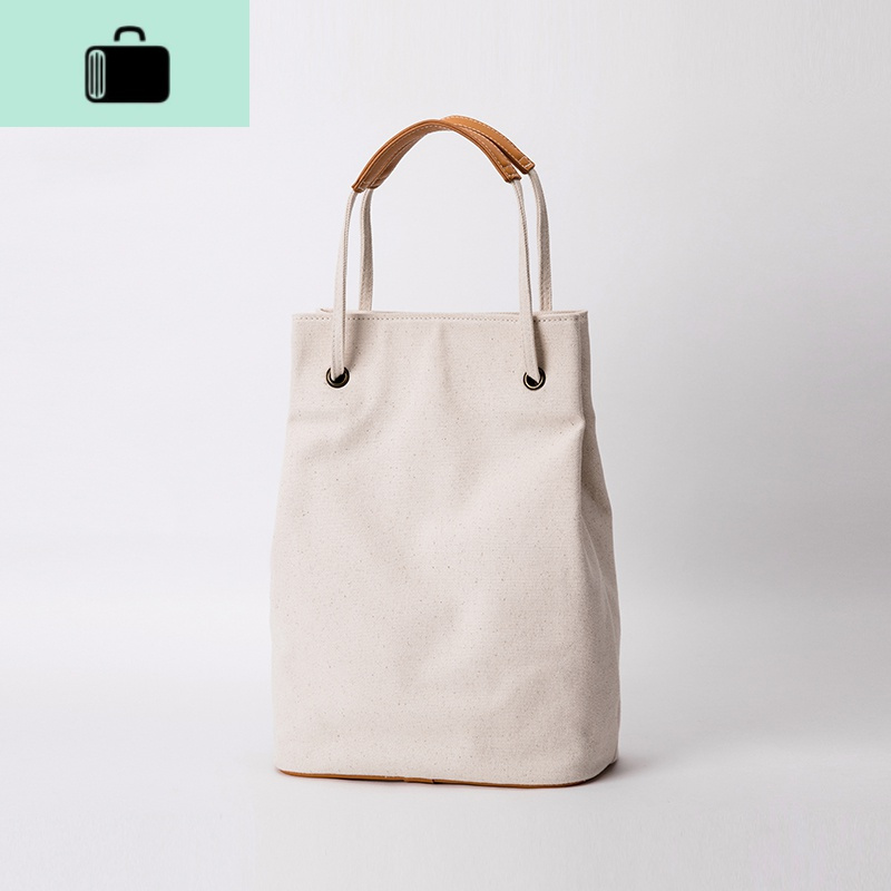 白色帆布包女单肩文艺小清新水桶单肩包简约布包newlake女士单肩包