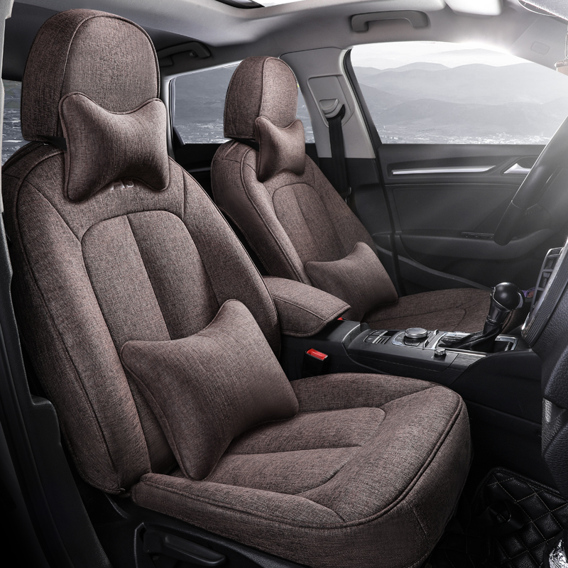 奥迪a3汽车坐垫四季通用全包围专用亚麻座套18款布艺汽车座垫夏季a3