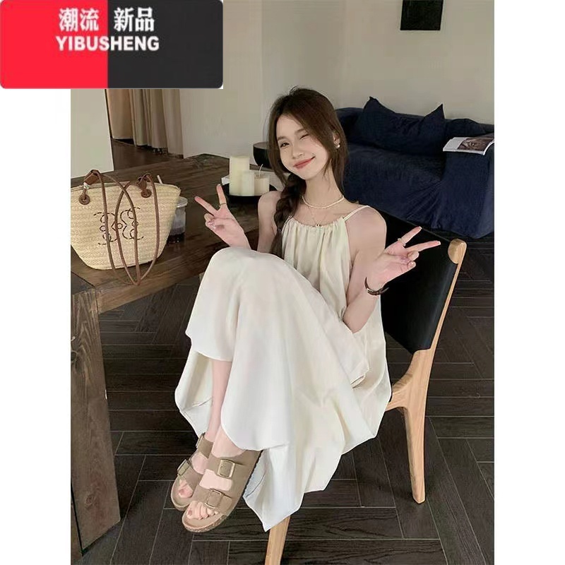 YIBUSHENG茶歇法式挂脖吊带连衣裙女季2024新款大码高级海边度假仙女长G高清大图
