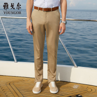 Youngor/雅戈尔男装商务休闲天丝面料 商务休闲 优雅素色卡其裤子024YWA