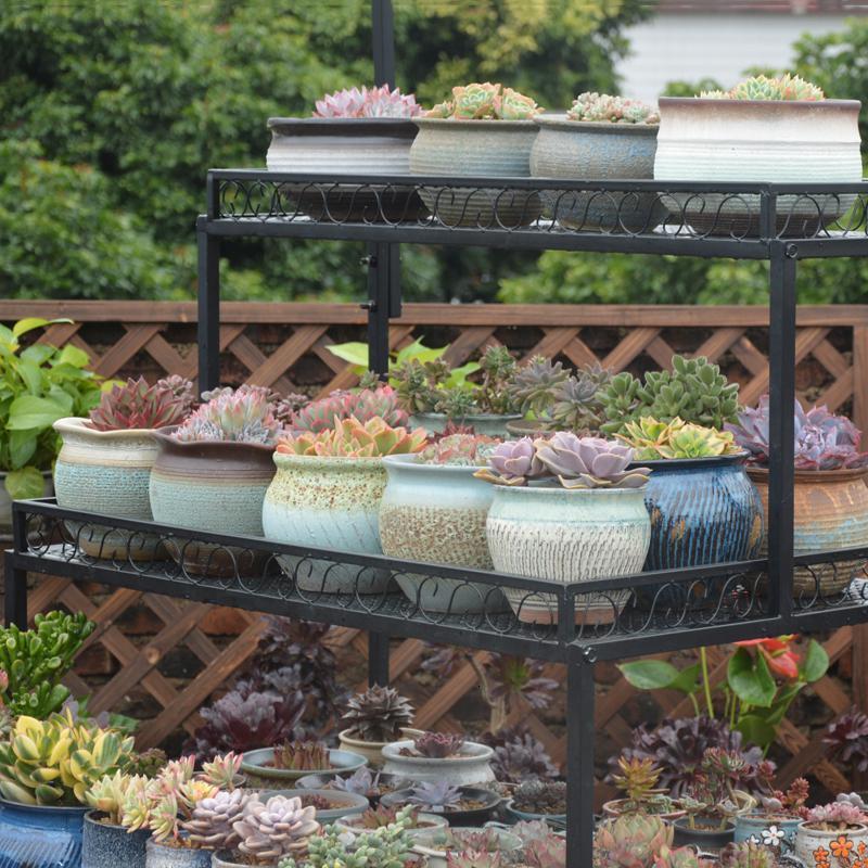 户外多肉花架置物架子阳台多层落地式阶梯室外带轮子移动植物庭院定制